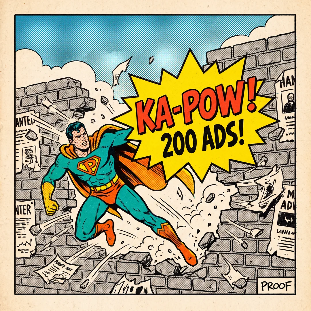 Comic hero ad
