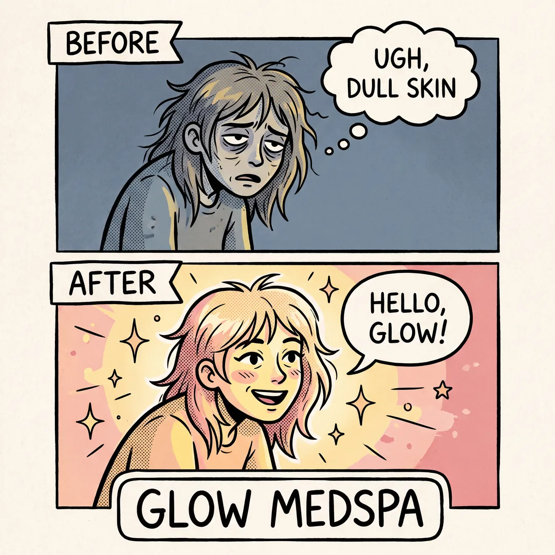 Comic before after ad